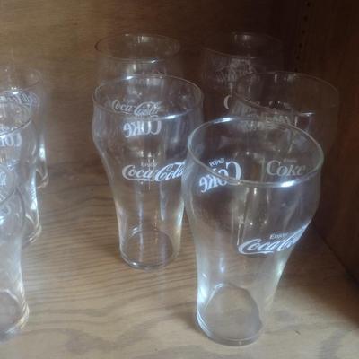 Collection of Vintage Soda Fountain Design Coca-Cola Drinking Glasses Various Sizes