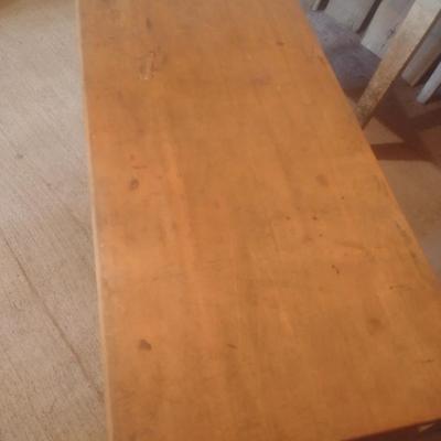Vintage Maple Solid Wood Double Knee Hole Child's Library Table with Oak Chairs
