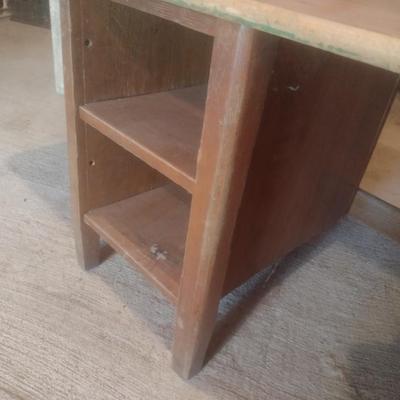 Vintage Maple Solid Wood Double Knee Hole Child's Library Table with Oak Chairs