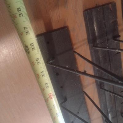 Set of Three Tire Shop Advertising Wall Mount Display Racks Good Year and Dayton Wire Hook Wood Backer