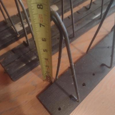 Set of Three Tire Shop Advertising Wall Mount Display Racks Good Year and Dayton Wire Hook Wood Backer