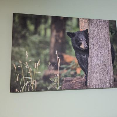April Johnson Peekaboo Cub Black Bear Mixed Media Art