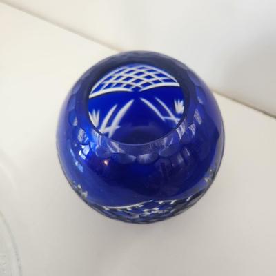 Vintage Godinger Legends Cut to Clear Cobalt Blue Crystal Vase