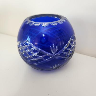 Vintage Godinger Legends Cut to Clear Cobalt Blue Crystal Vase