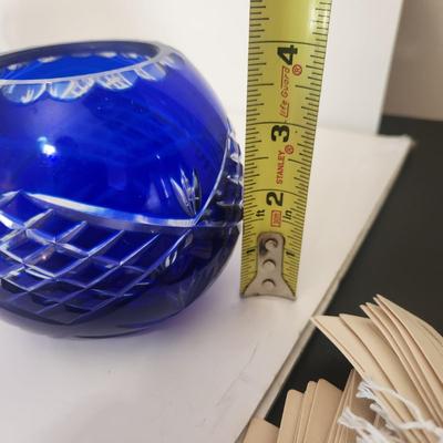 Vintage Godinger Legends Cut to Clear Cobalt Blue Crystal Vase
