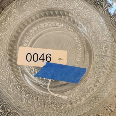 Clear Glass Fleur De Lis Plates and Bowl