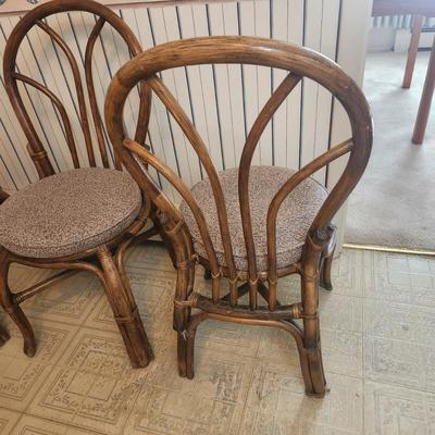 4 Vintage Bentwood Rattan Chairs Tiki- Bar