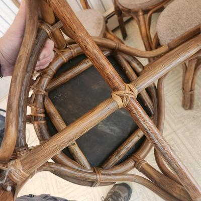 4 Vintage Bentwood Rattan Chairs Tiki- Bar
