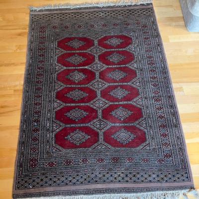 Sale Photo Thumbnail #87: Probably from Pakistan Measures 48 X 68  Good Condition. No Visible Damage or Flaws. Wool on Cotton Welp! 