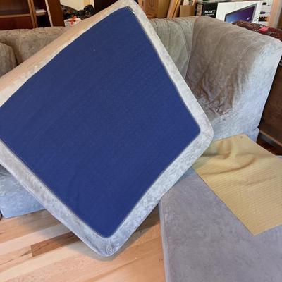 Sale Photo Thumbnail #102: All Pieces Measure 34"  Possibly European. Vellore Material Measures:    Good Condition. No Visible Damage. Please Bring Help! 4 Sections. 1 Corner, 2 arm rest Pillows and 3 section pieces. 