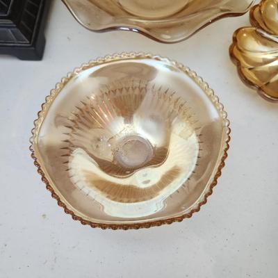 lot of Vintage Depression Glassware Jeannette Marigold, Iris ,Iridescent