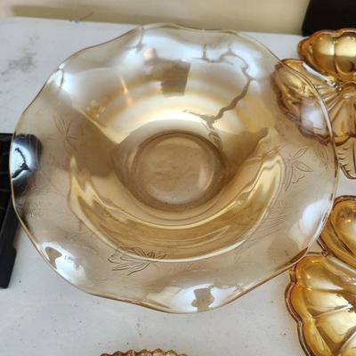 lot of Vintage Depression Glassware Jeannette Marigold, Iris ,Iridescent