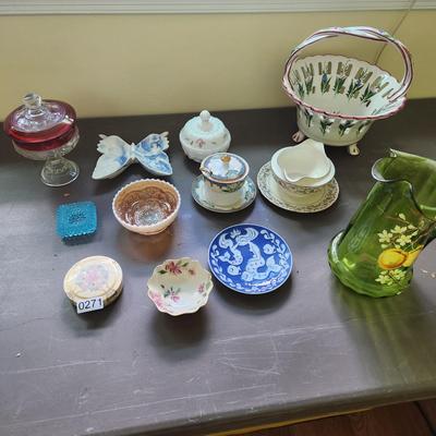 Lot of Collectables Glass China Mini Tea Set w Note of Ownership