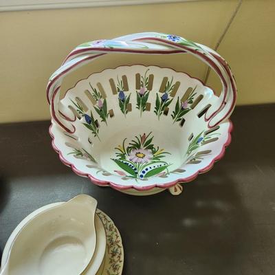 Lot of Collectables Glass China Mini Tea Set w Note of Ownership
