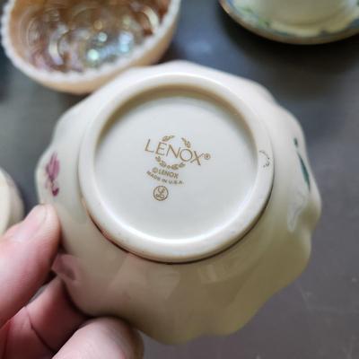 Lot of Collectables Glass China Mini Tea Set w Note of Ownership