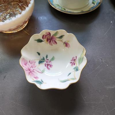 Lot of Collectables Glass China Mini Tea Set w Note of Ownership