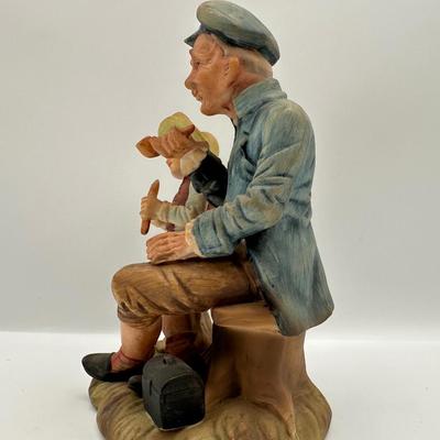 Vintage Man with Pipe & Boy with Bread, Japan