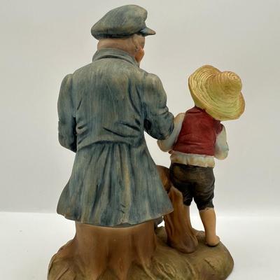 Vintage Man with Pipe & Boy with Bread, Japan