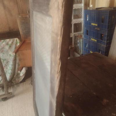 Antique Wood Framed Office Door Half with Textured Surface Glass Panel