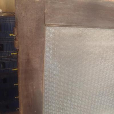 Antique Wood Framed Office Door Half with Textured Surface Glass Panel