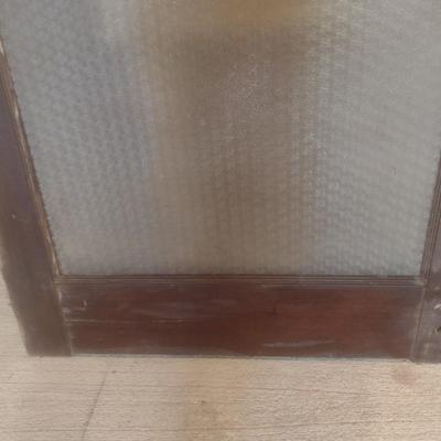 Antique Wood Framed Office Door Half with Textured Surface Glass Panel