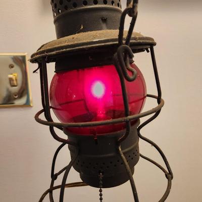Converted Adlake Kero Oil Lamp w Flicker Flame Bulb