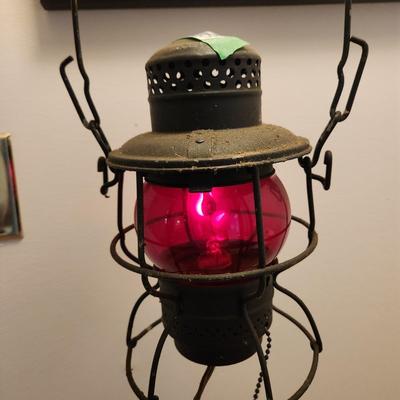 Converted Adlake Kero Oil Lamp w Flicker Flame Bulb