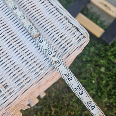 White Wicker Desk with Chair