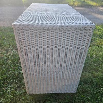 White Wicker Desk with Chair