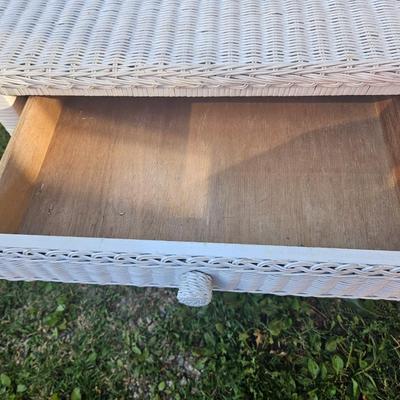 White Wicker Desk with Chair
