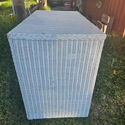 White Wicker Desk with Chair