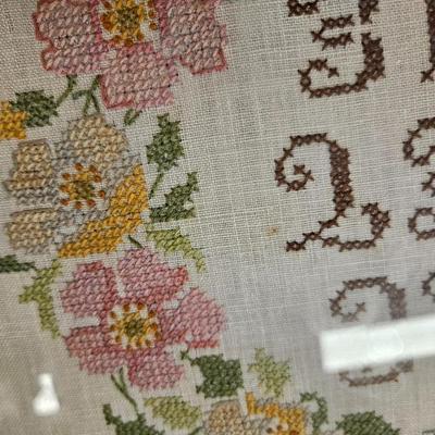 Lot of 2 Handmade Embroidered Needlepoint Framed Art