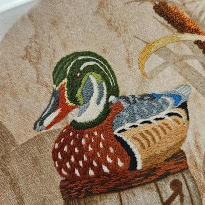 Lot of 2 Handmade Embroidered Needlepoint Framed Art