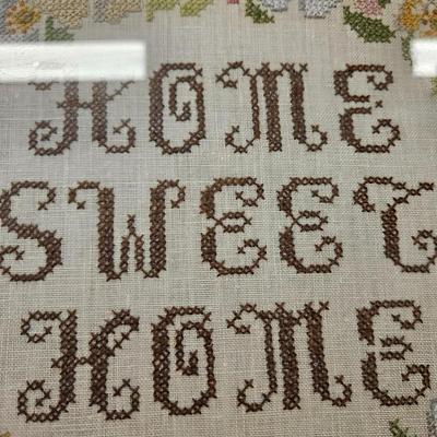 Lot of 2 Handmade Embroidered Needlepoint Framed Art