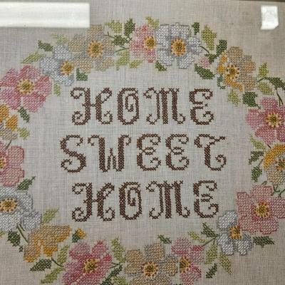 Lot of 2 Handmade Embroidered Needlepoint Framed Art