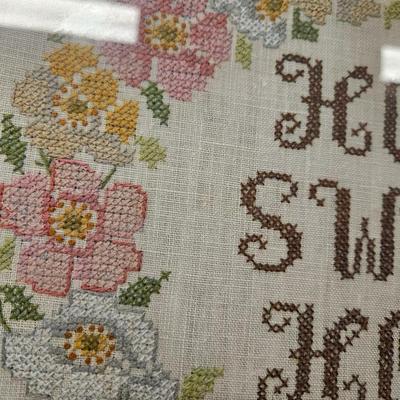 Lot of 2 Handmade Embroidered Needlepoint Framed Art