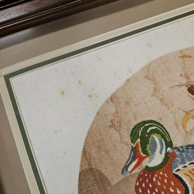 Lot of 2 Handmade Embroidered Needlepoint Framed Art