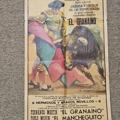 Vintage "El Granaino" Plaza De Toros Monumental Poster