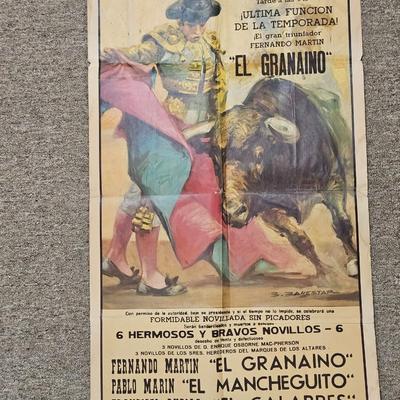 Vintage "El Granaino" Plaza De Toros Monumental Poster
