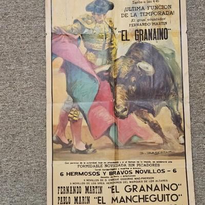 Vintage "El Granaino" Plaza De Toros Monumental Poster