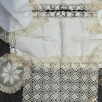 Antique Linen Lot 10 pieces, doilies & runners 1800's to 1900's vintage