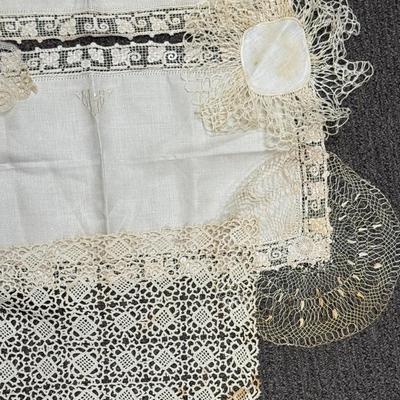 Antique Linen Lot 10 pieces, doilies & runners 1800's to 1900's vintage