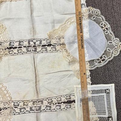 Antique Linen Lot 10 pieces, doilies & runners 1800's to 1900's vintage