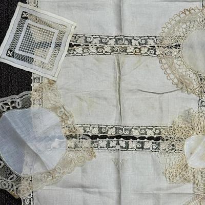 Antique Linen Lot 10 pieces, doilies & runners 1800's to 1900's vintage