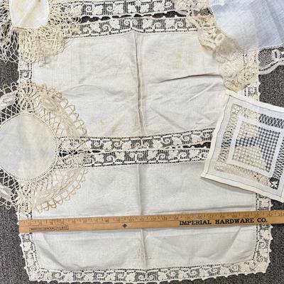 Antique Linen Lot 10 pieces, doilies & runners 1800's to 1900's vintage