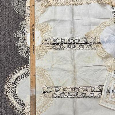 Antique Linen Lot 10 pieces, doilies & runners 1800's to 1900's vintage