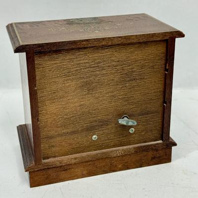 Vintage Jewelry Box - wooden chest of 3 drawers with one handle missing Made in Japan