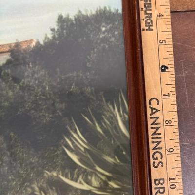 Junipero Serra Museum Presidio Hill San Diego painting unknown artist original? in mahogany frame 12" x 15"