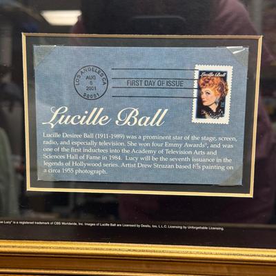 Lucille Ball Framed 18 x 18 USPS Postmark Gallery Collectors Stamps & Brass Medallion LE 22633/5000