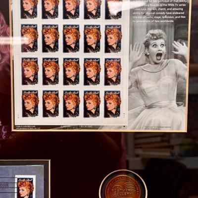 Lucille Ball Framed 18 x 18 USPS Postmark Gallery Collectors Stamps & Brass Medallion LE 22633/5000